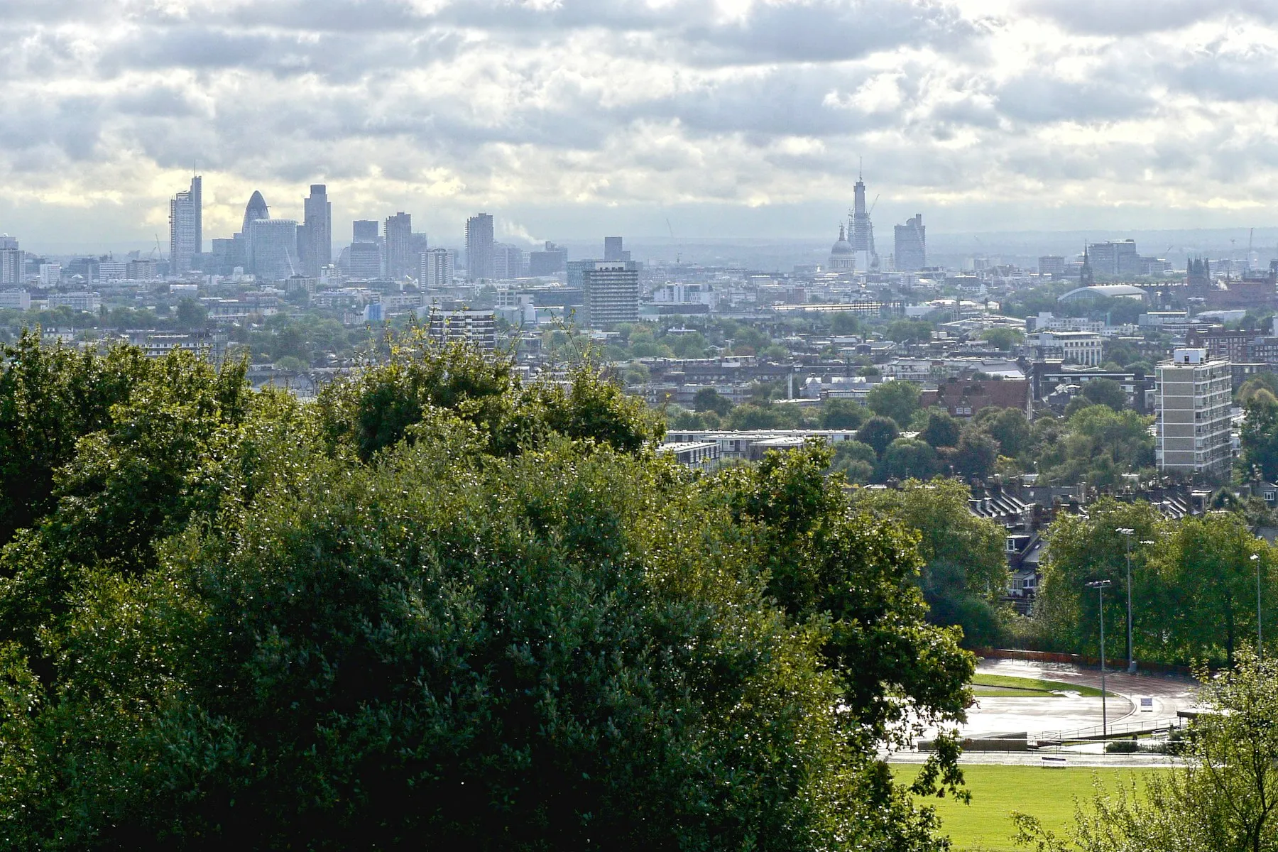 The view from Parliament Hill over the Heath to the City and the Shard